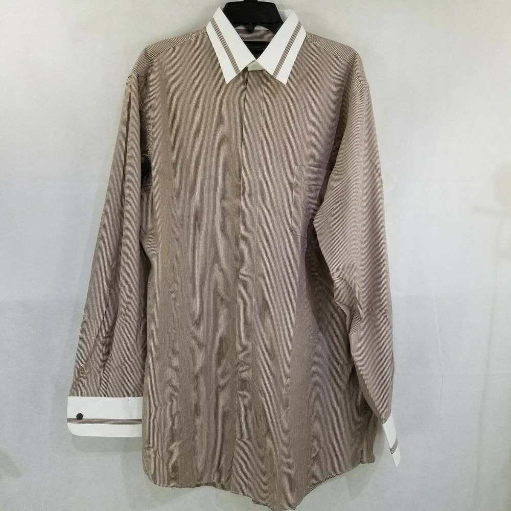 Damante Couture Collection Stripe Shirt L 16 1/2 36/37 Tall Man Poly Cotton